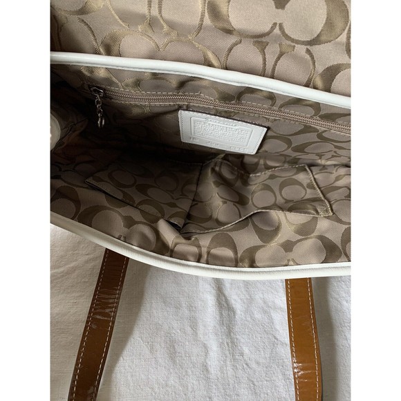 Vintage Y2K Coach Khaki & Cream Nylon Leather Small Satchel Handbag No. M3J-6255 - Picture 8 of 8